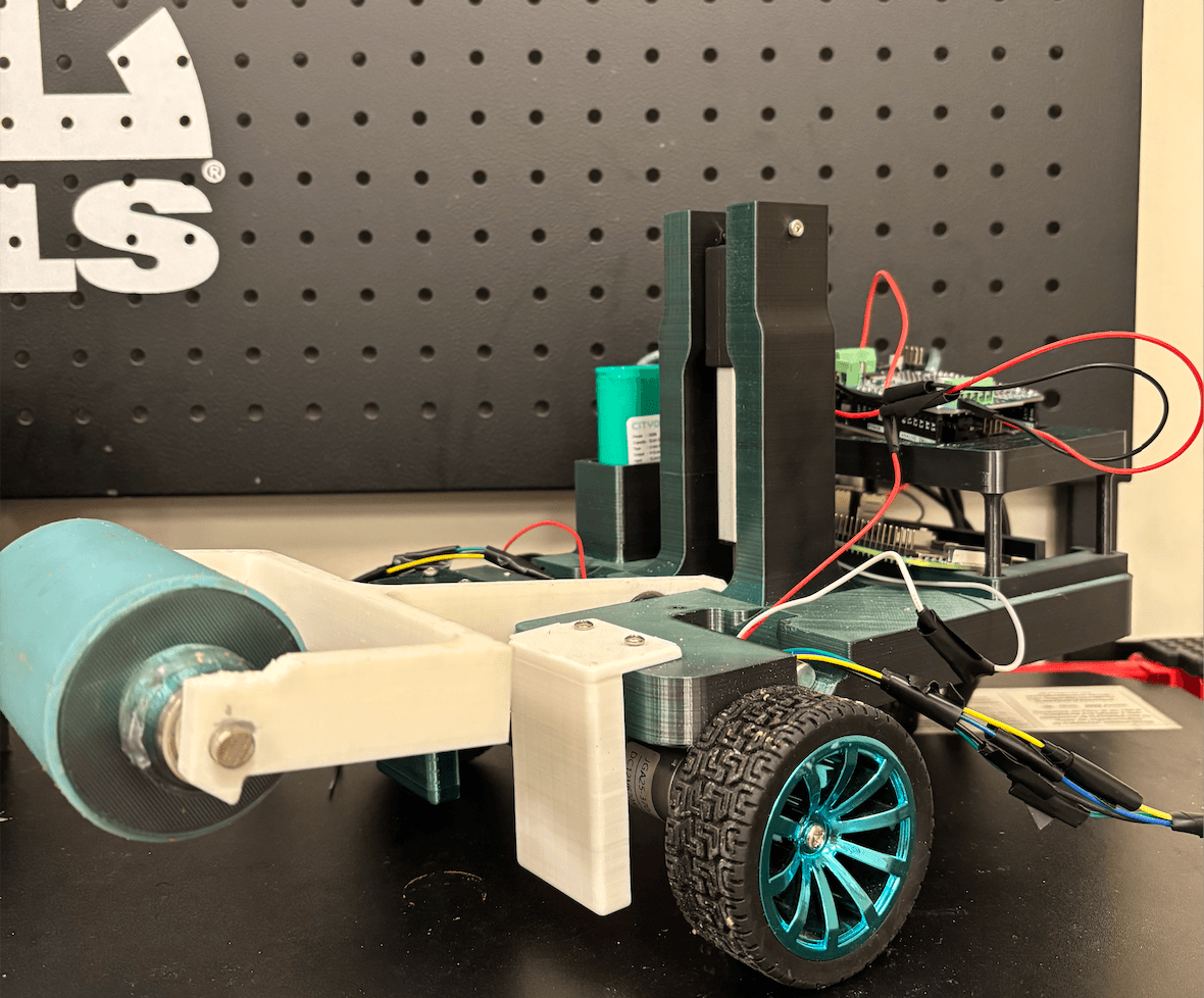 Isometric render of autonomous vacuumless cleaning robot